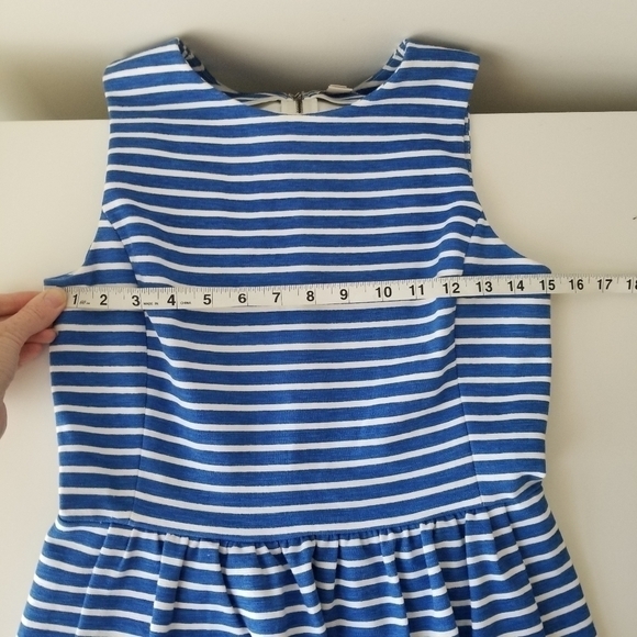 J Crew Blue/White Striped Pleated Ponte Mini Dress with Pockets Size XS - Picture 7 of 13